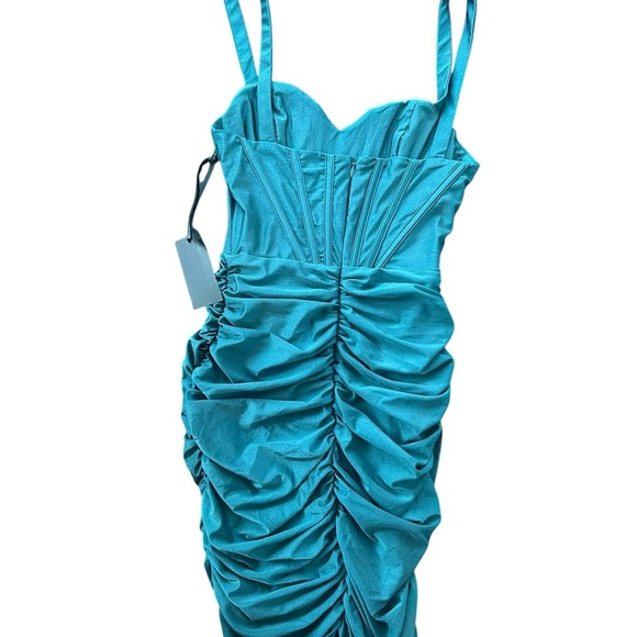 REVOLVE h:ours Miquela Mini Dress in Teal Corset Sweetheart Neckline NWT size s - Picture 8 of 12